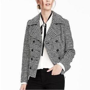 Banana Republic Black and White Checkered Pea Coat